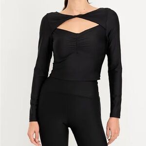 Old Navy Black Long Sleeve Cutout Crop Top
